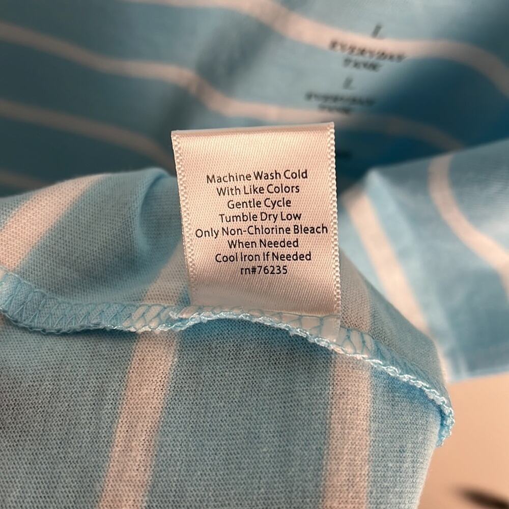 Coral Bay Sleeveless T Shirt V Neck Blue White Stripe Large100% Cotton - Picture 6 of 6